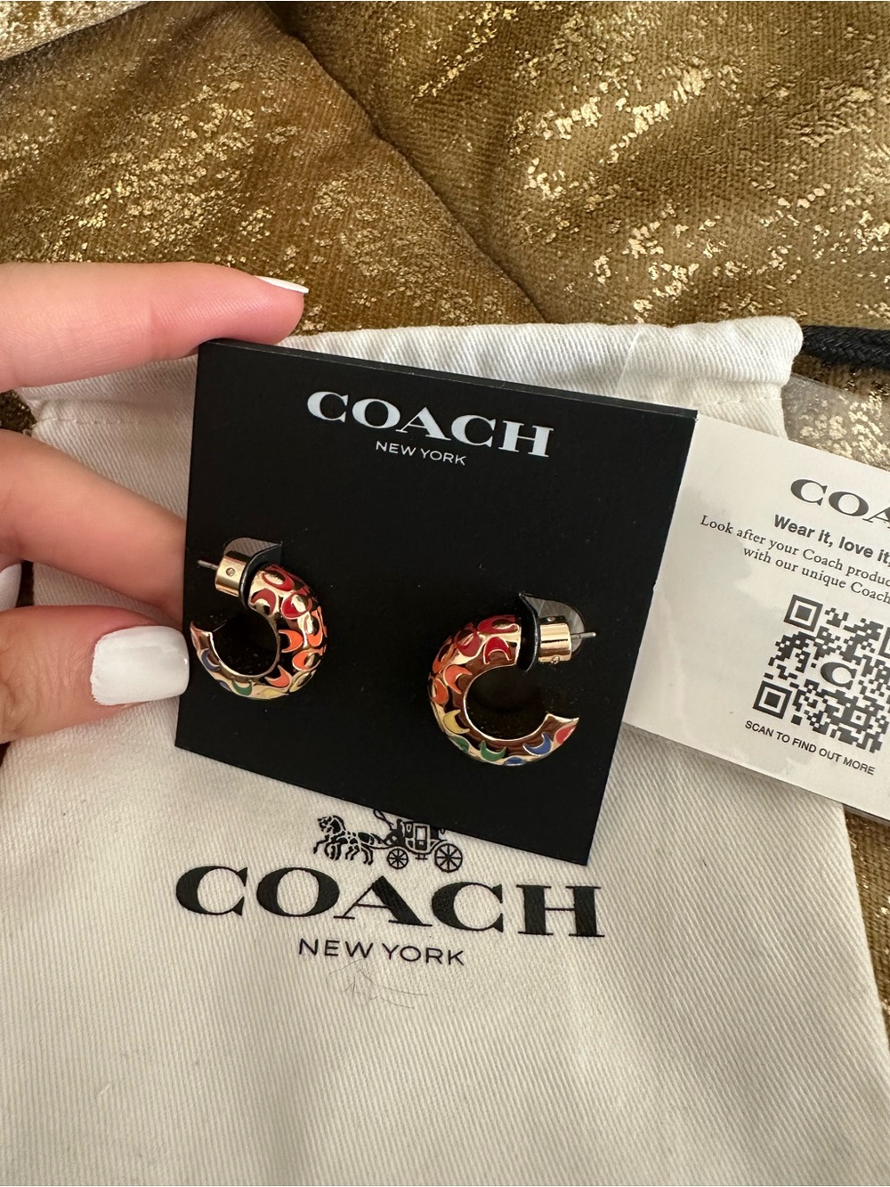 NWT! COACH Multicolor Signature C Hoop Earrings